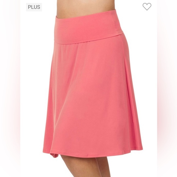 Zenana Outfitters Dresses & Skirts - NWT! Plus ITY Dusty Rose Fold Over A-Line Soft Flared Skirt